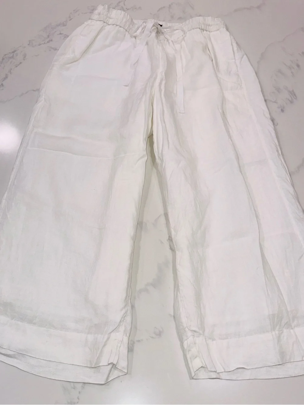J. CREW SIZE XL~ CRISP WHITE 100% LINEN FULLY LINED PANTS BEACH SUMMER TROUSERS